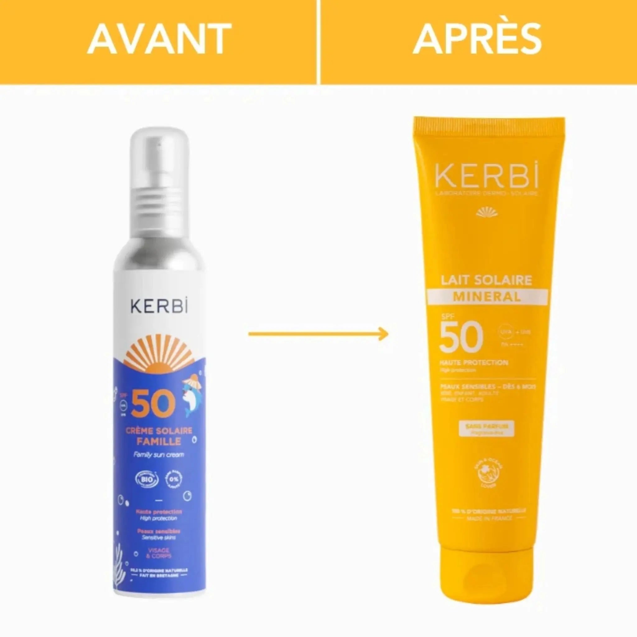 Lait solaire bio SPF 50 sans parfum Kerbi