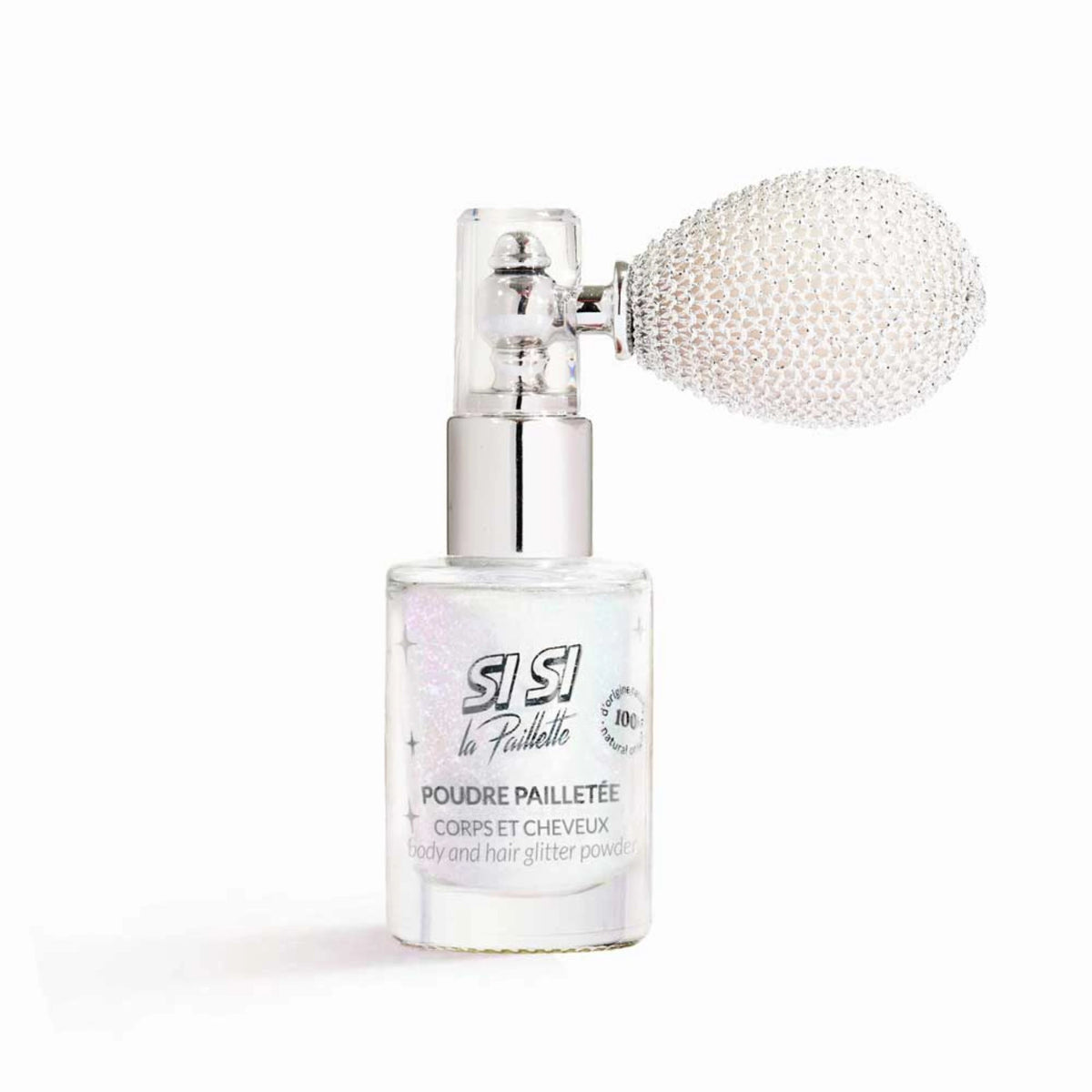Spray poudre pailletée argentée holo