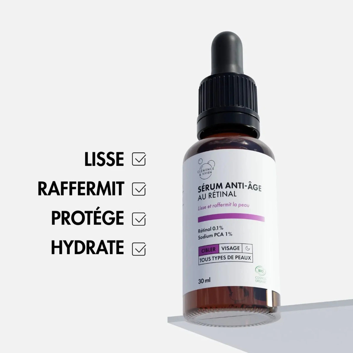 Sérum Visage Anti-Age au rétinal Clémence et Vivien