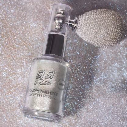 Spray poudre pailletée argentée holo